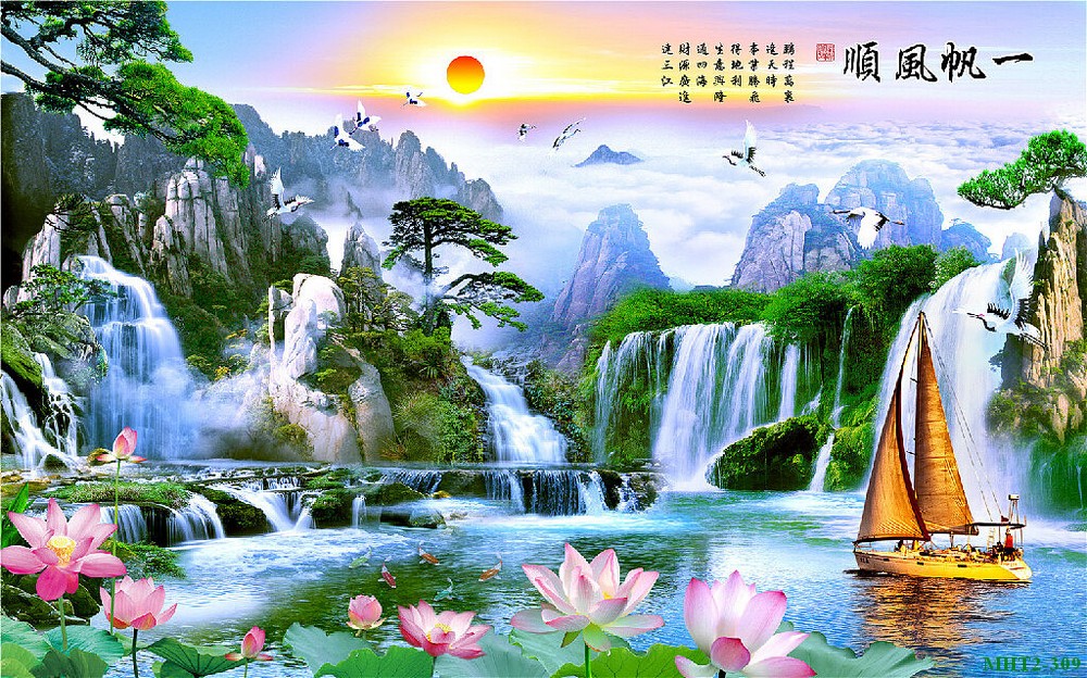 Phong cảnh sơn thủy hồ thác MHT2-309